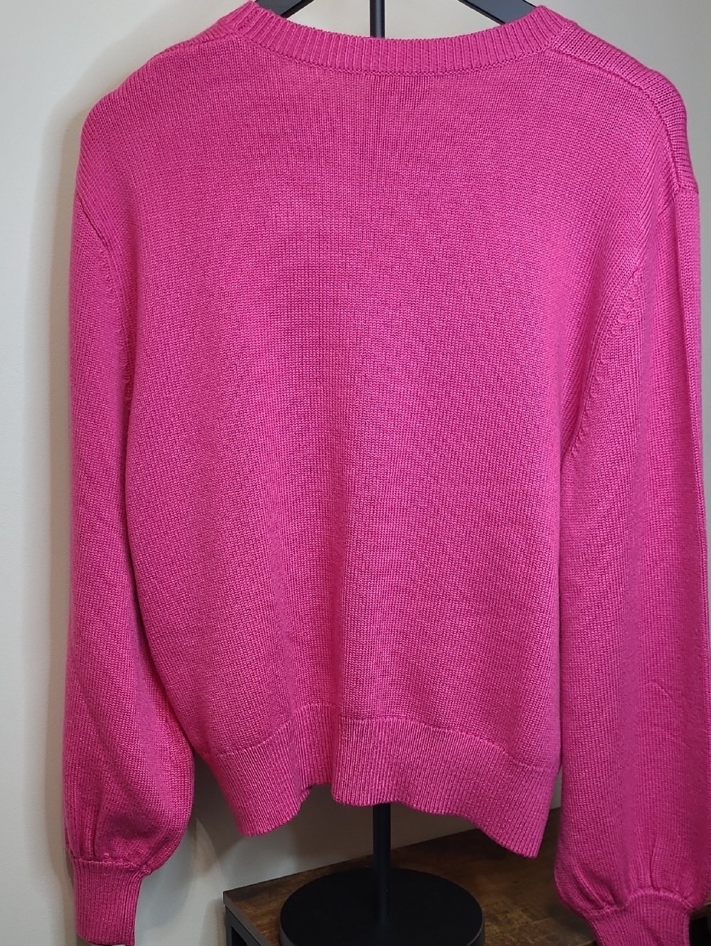 NWT Kate Spade Hot Pink Crewneck Sweater with Removable Rhinestone Bow size XXL - Picture 5 of 13